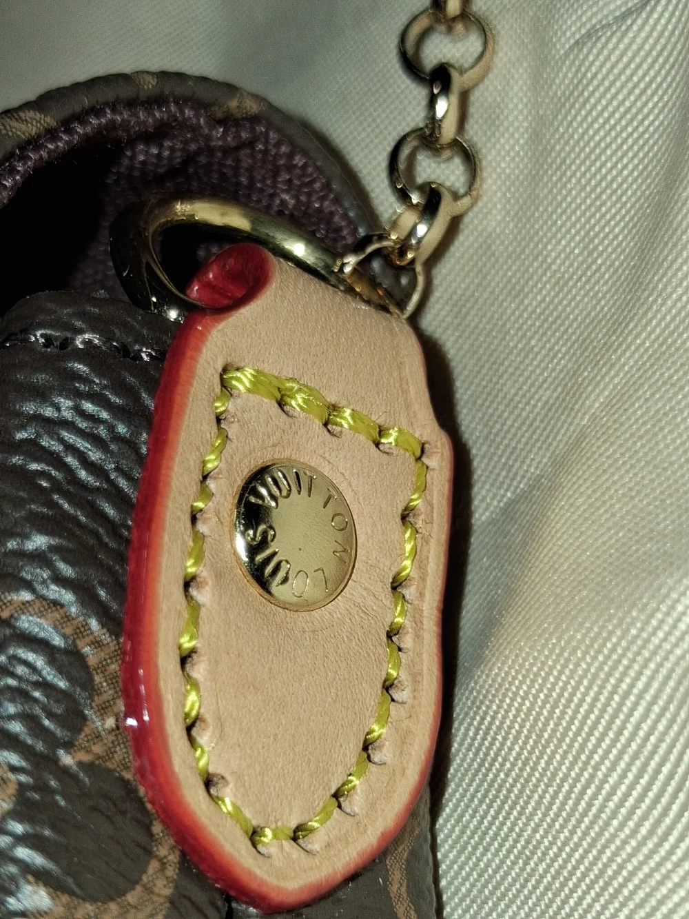 Louis Vuitton Brown Monogram Pochette Bag with Gold Chain